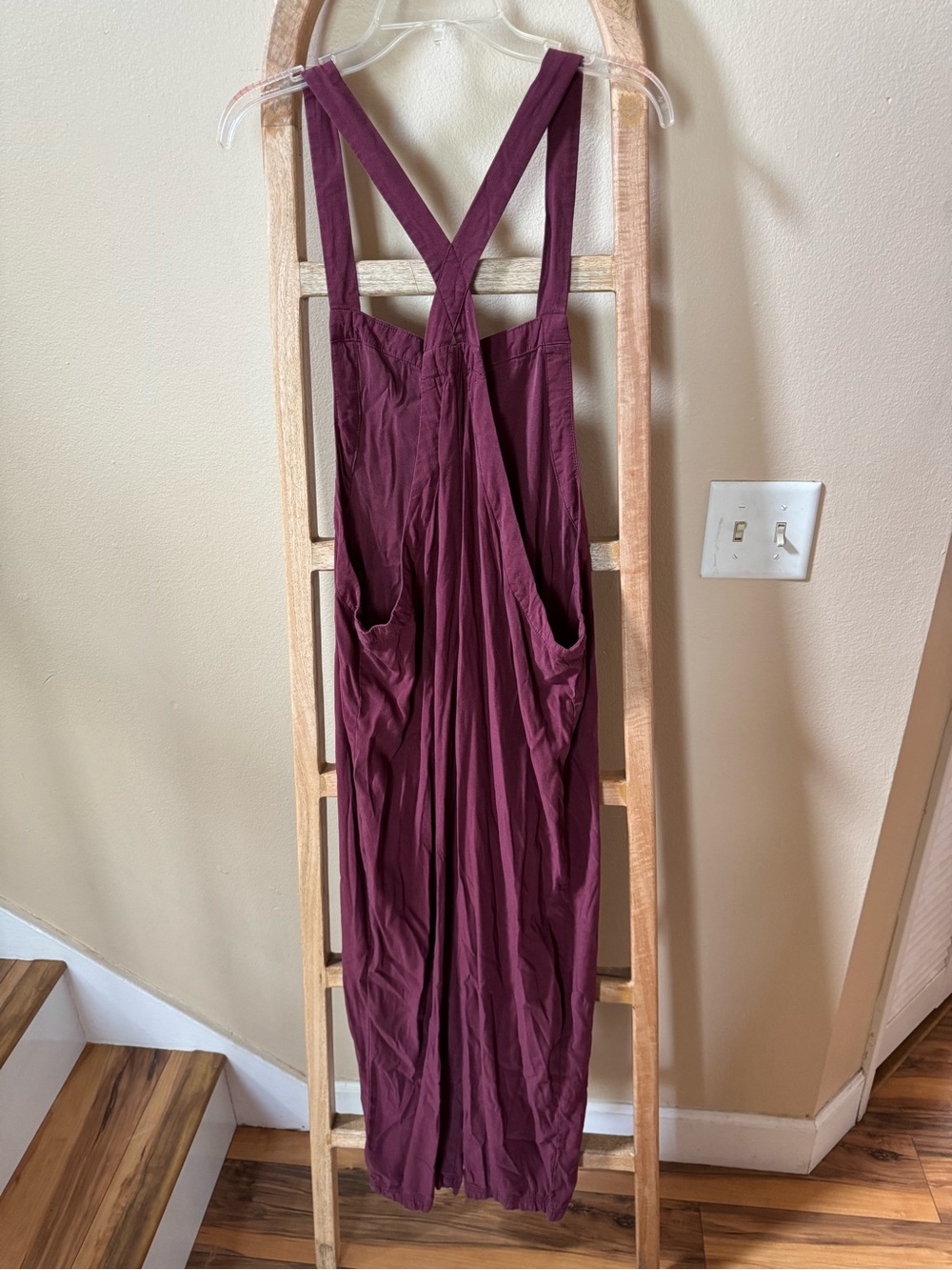 Sleeveless Cross-Back Jumpsuit in Deep Wine - Picture 2 of 3